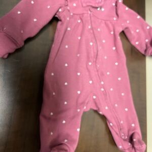 Pink Heart-Patterned Kids One Piece